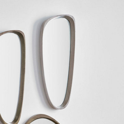 Pacific Lifestyle Grey Oak Wood Veneer Teardrop Shaped Wall Mirror