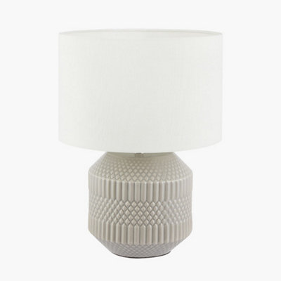 Pacific Lifestyle Grey Geo Textured Ceramic Table Lamp from B&Q
