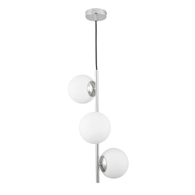 Pacific Lifestyle Asterope White Orb And Shiny Chrome Metal Pendant from B&Q
