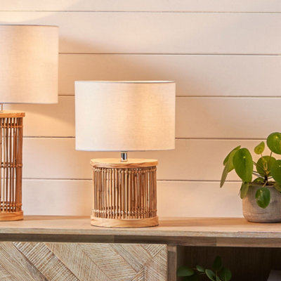 Pacific Lifestyle Sorbus Natural Ribbed Small Table Lamp from B&Q