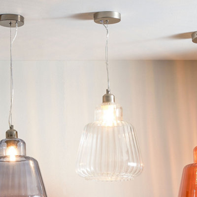 Pacific Lifestyle Porto Clear Optic Glass Tapered Pendant from B&Q