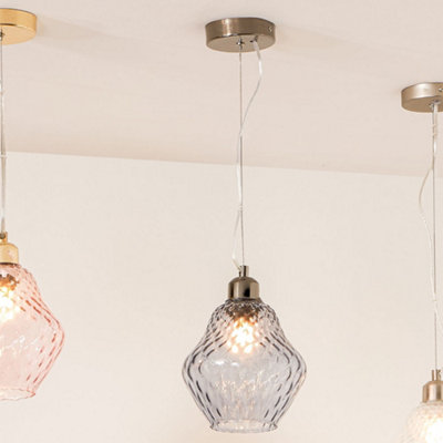 Pacific Lifestyle Lisbon Grey Optic Diamond Glass Pendant from B&Q