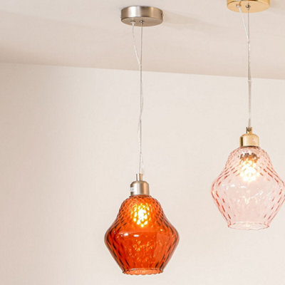 Pacific Lifestyle Lisbon Orange Optic Diamond Glass Pendant from B&Q