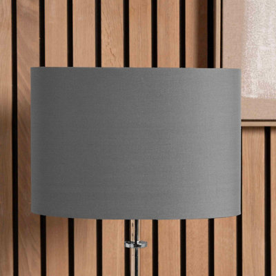 Pacific Lifestyle 40Cm Steel Grey Oval Poly Cotton Lampshade from B&Q