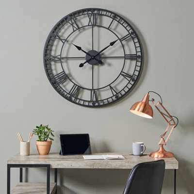 Pacific Lifestyle Black Metal Round Wall Clock Large from B&Q