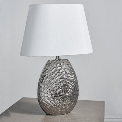 Pagazzi Lighting Pagazzi Caitlin Small Silver Ceramic Table Lamp from B&Q