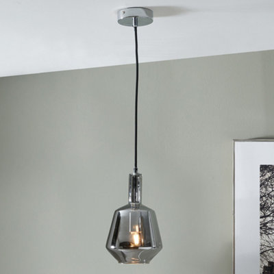 Pacific Lifestyle Jake Shiny Smoked Glass Pendant from B&Q