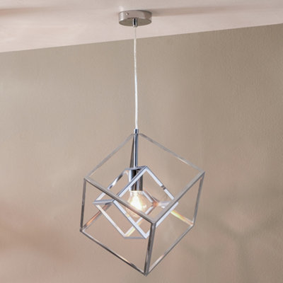 Pacific Lifestyle Alessio Shiny Nickel Metal Cube Pendant from B&Q