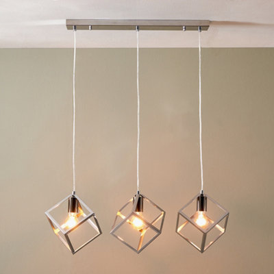 Pacific Lifestyle Alessio Shiny Nickel Metal 3 Cube Pendant from B&Q