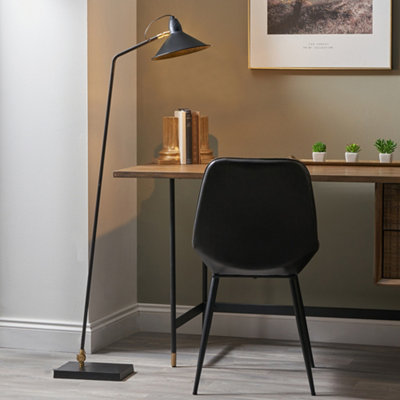 Pacific Lifestyle Canton Matt Black And Brass Metal Cone Floor Lamp from B&Q