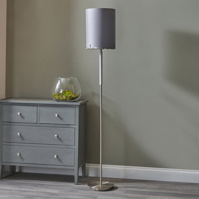 Pacific Lifestyle Midland Brushed Nickel And Grey Marble Effect Floor Lamp from B&Q