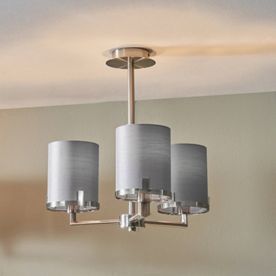 Pacific Lifestyle Midland Brushed Nickel And Grey Marble Effect 3 Arm Pendant from B&Q