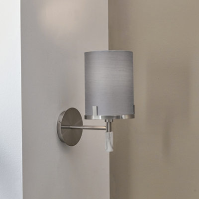 Pacific Lifestyle Midland Brushed Nickel And Grey Marble Effect Wall Light from B&Q