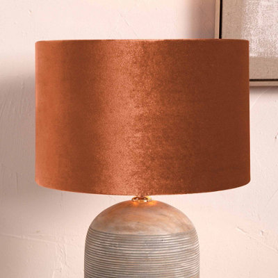 Pacific Lifestyle 25Cm Terracotta Velvet Cylinder Table Lampshade Art Deco from B&Q
