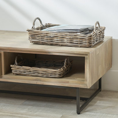 Pacific Lifestyle Grey Kubu Tray Baskets  Set Of 2 from B&Q