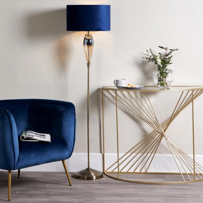 Pagazzi Lighting Elena And Brass Floor Lamp Blue