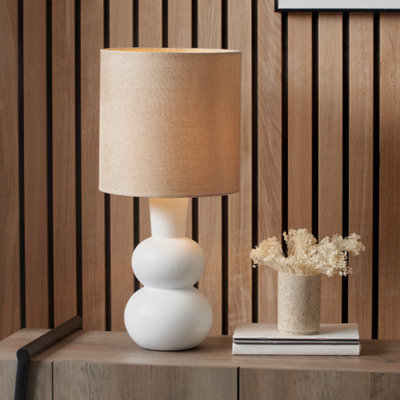Pacific Lifestyle White Curved Bottle Ceramic Table Lamp from B&Q