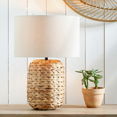 Pacific Lifestyle Natural Plaited Tall Water Hyacinth Table Lamp from B&Q