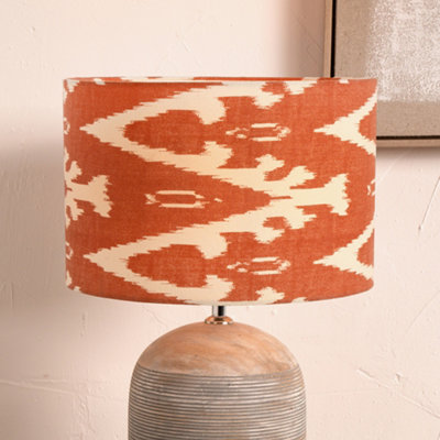 B&Q -  30Cm Orange Patterned Drum Lampshade Cylinder Table Lamp Shade