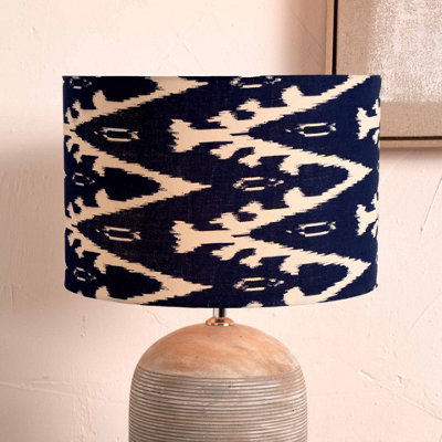 Pacific Lifestyle 35Cm Blue Patterned Drum Lampshade Cylinder Navy Table Lamp Shade from B&Q