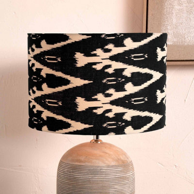 Pacific Lifestyle 35Cm Black Patterned Drum Lampshade Cylinder Navy Table Lamp Shade from B&Q