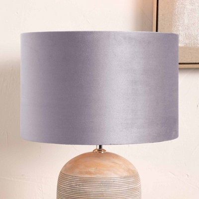 Pacific Lifestyle 30Cm Soft Grey Velvet Cylinder Table Lampshade from B&Q