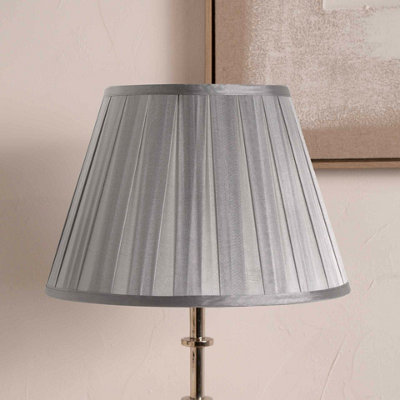 Pacific Lifestyle 40Cm Grey Silk Box Pleat Empire Table Floor Lampshade from B&Q