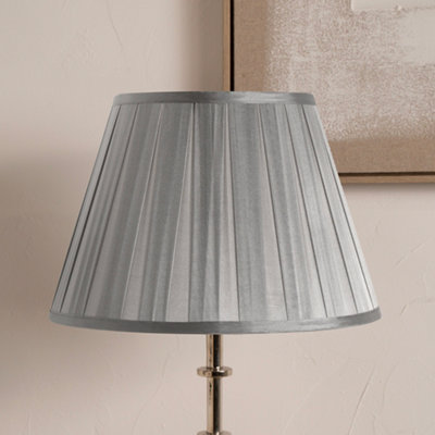 Pacific Lifestyle 45Cm Grey Silk Box Pleat Empire Table Floor Lampshade from B&Q