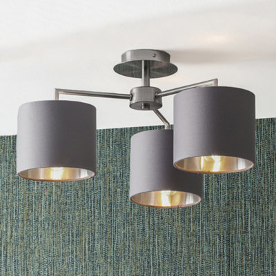 Pacific Lifestyle Elegant 3 Arm Ceiling Lights Drum Lampshades from B&Q