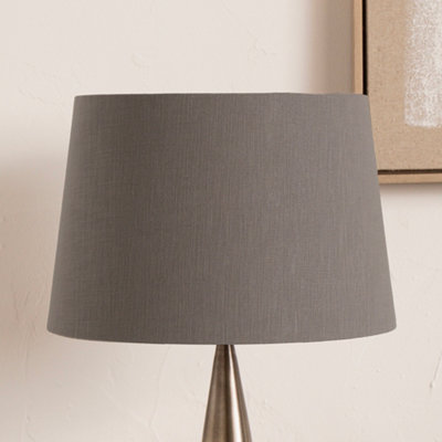 B&Q -  30Cm Grey Linen Tapered Cylinder Table Lampshade Modern Self Lined Lamp Shade