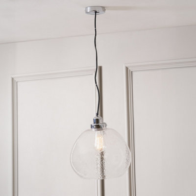 B&Q -  Beja Organic Shape Clear Bubble Glass Pendant