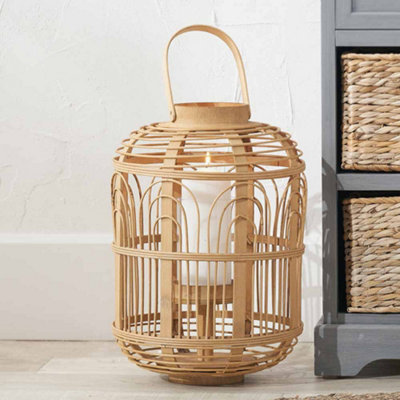 Pacific Lifestyle Large Natural Bamboo And Glass Lantern from B&Q