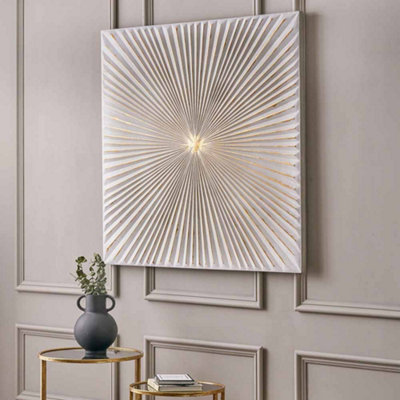 B&Q -  Light Grey And Gold Metal Starburst Wall Art
