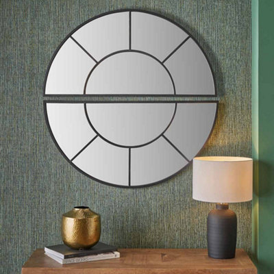 B&Q -  Black Metal 2 Half Moon Section Wall Mirror