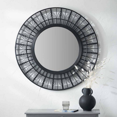 Pacific Lifestyle Black Bamboo Frame Round Wall Mirror from B&Q
