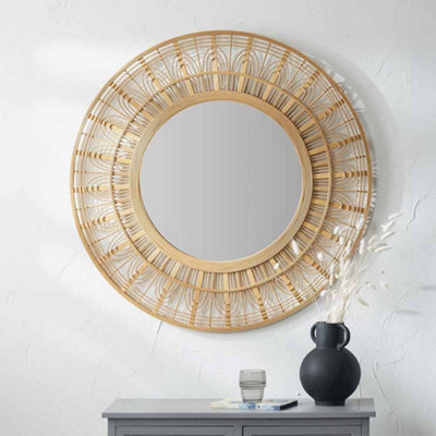 Pacific Lifestyle Natural Bamboo Wooden Frame Round Wall Mirror from B&Q