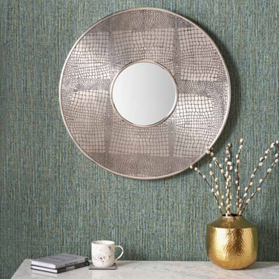 Pacific Lifestyle Antique Silver Metal Round Wall Mirror from B&Q