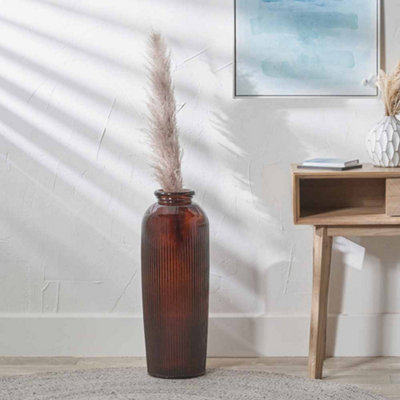 Pacific Lifestyle Tall Ribbed Vase In Pecan Brown Recycled Glass from B&Q