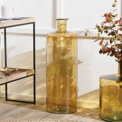 Pacific Lifestyle Tall Amber Recycled Glass Bottle Vase from B&Q