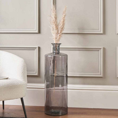 Pacific Lifestyle Tall Grey Recycled Glass Bottle Vase from B&Q