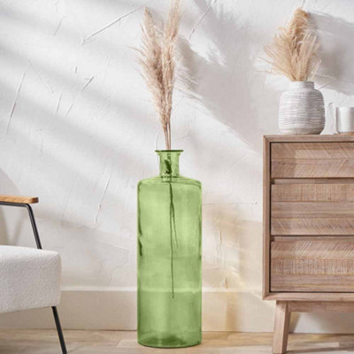 Pacific Lifestyle Tall Forest Green Recycled Glass Bottle Vase from B&Q