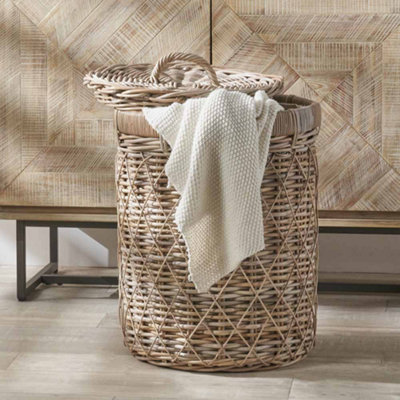 Pacific Lifestyle Brown Rattan Lidded Laundry Basket from B&Q