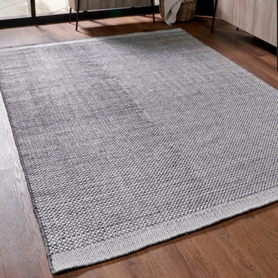 Pacific Lifestyle Outdoor Indoor Graphite And White Basket Weave Pattern Rug from B&Q