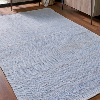Pacific Lifestyle Outdoor Indoor Aqua Blue And White Inca Pattern Rug from B&Q