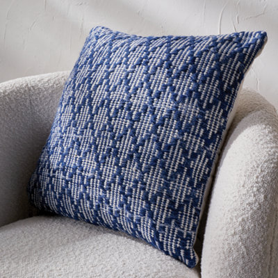 Pacific Lifestyle Indoor And Outdoor Denim Blue And White Ikat Scatter Cushion from B&Q