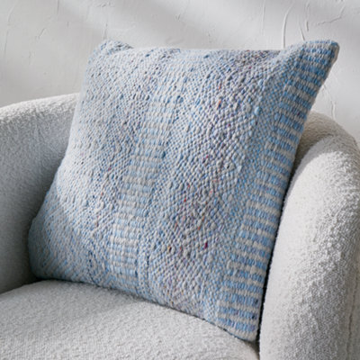 Pacific Lifestyle Indoor And Outdoor Aqua Blue And White Inca Pattern Scatter Cushion from B&Q