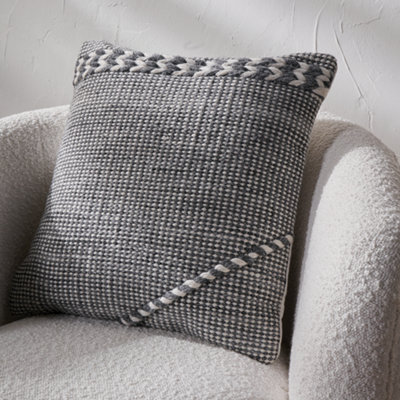 Pacific Lifestyle Indoor And Outdoor Grey And White Plaited Stripe Scatter Cushion from B&Q