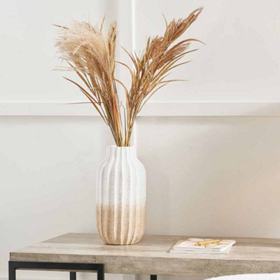 Pacific Lifestyle Amalia Natural And White Stoneware Textured Vase from B&Q