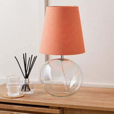 Pacific Lifestyle Clear Glass Table Lamp With Terracotta Shade from B&Q