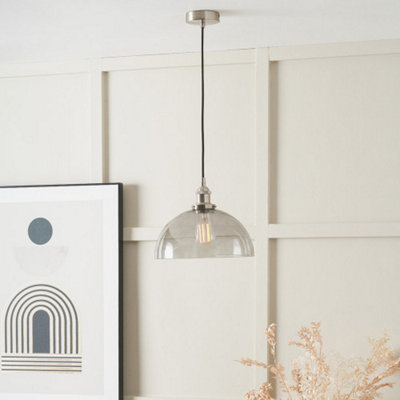 Pacific Lifestyle Ceiling Light Antique Silver Metal And Glass Dome Pendant from B&Q